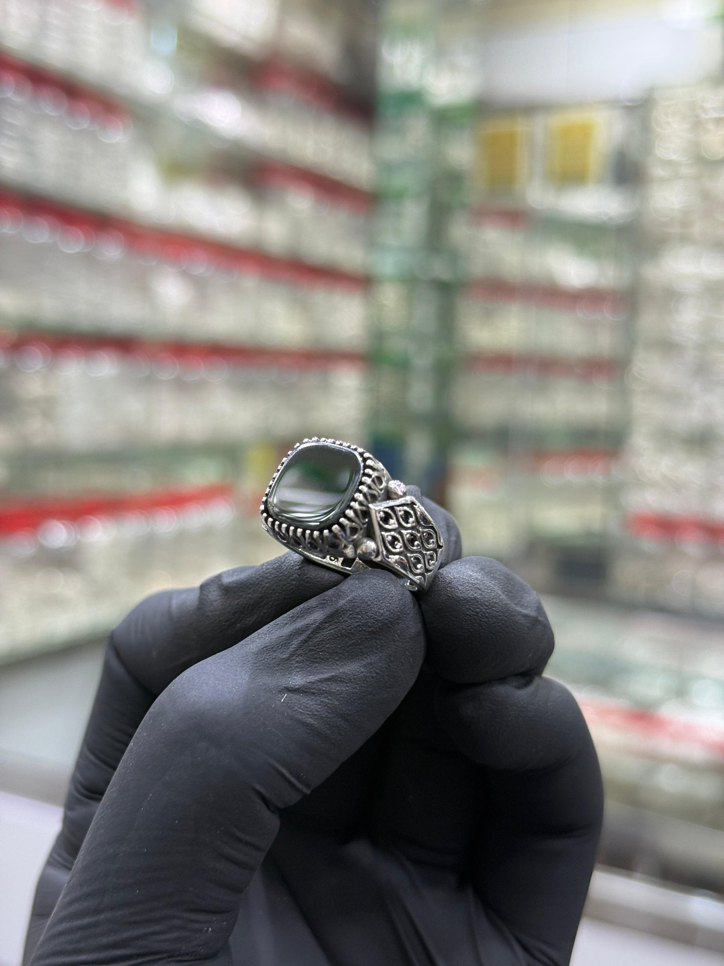 Black Stone Pure Silver Ring (Chandi) - Article # 6002