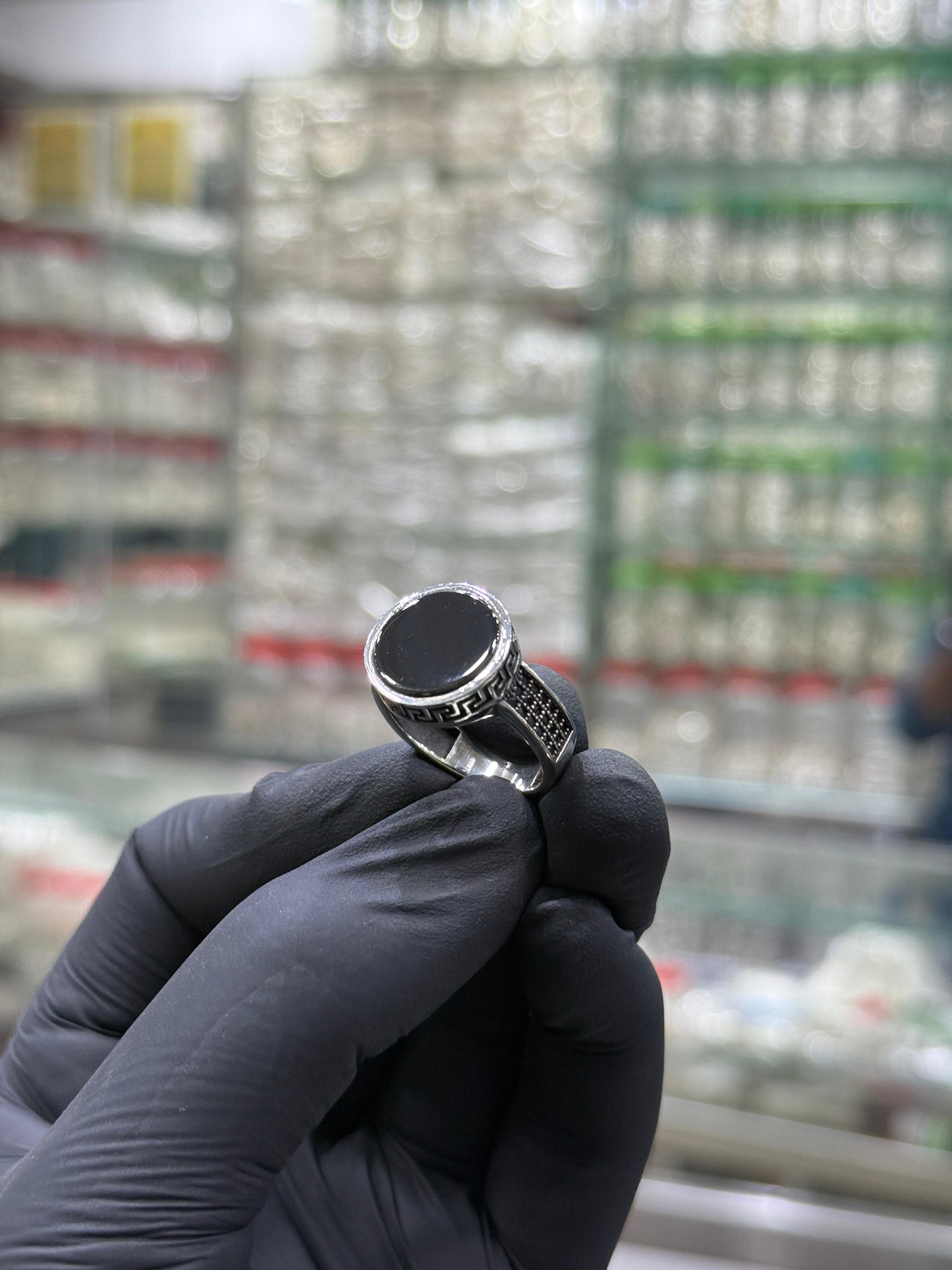 Black Stone Pure Silver Ring (Chandi) - Article # 6003