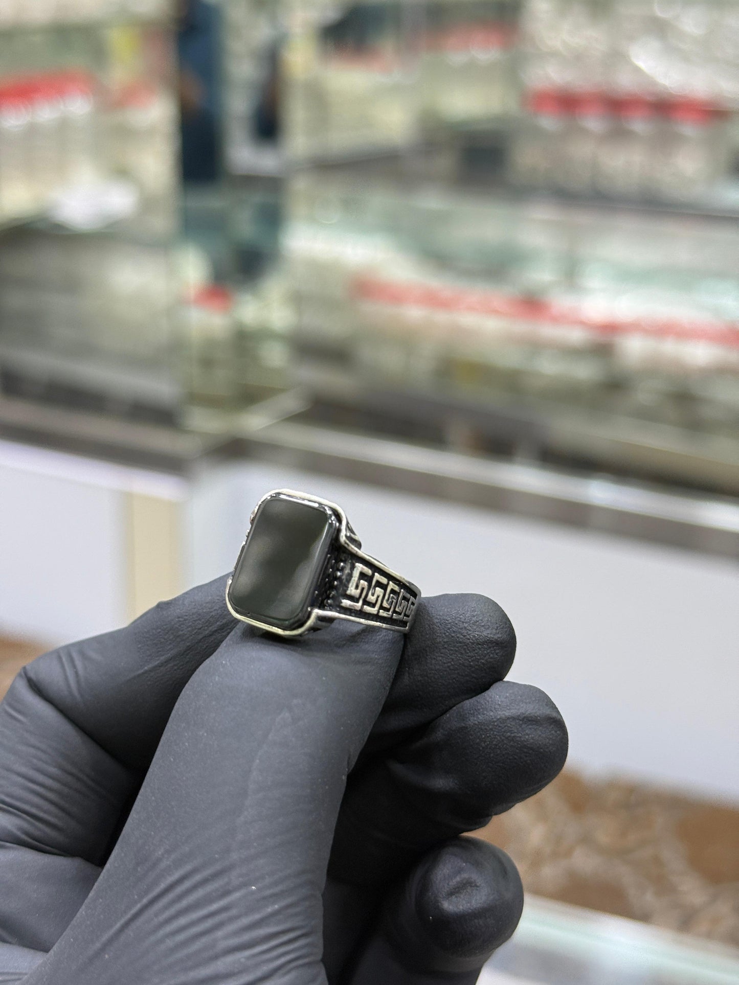 Black Stone Pure Silver Ring (Chandi) - Article # 6007