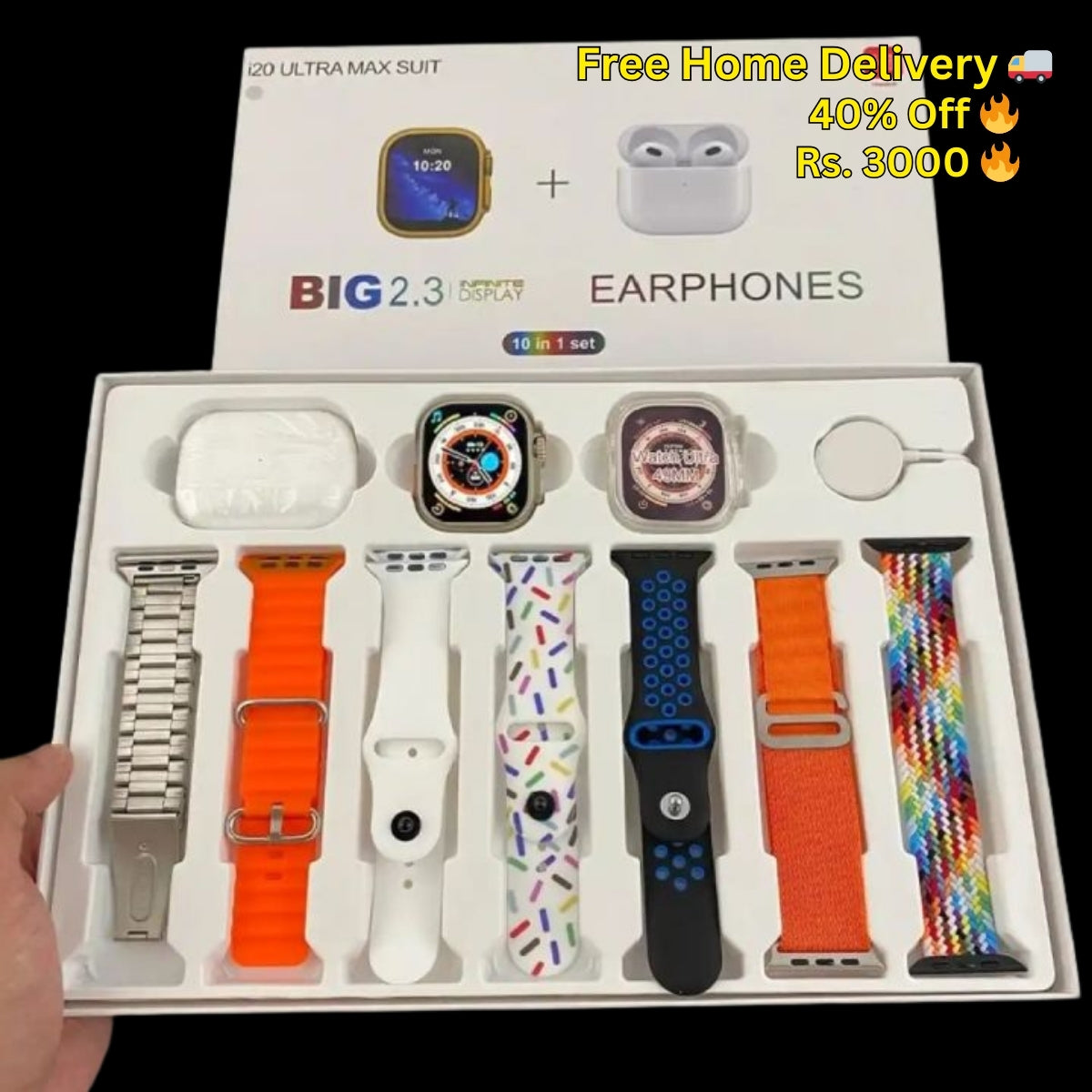 10 in 1 Ultra Watch + Earbuds Azaadi Watch