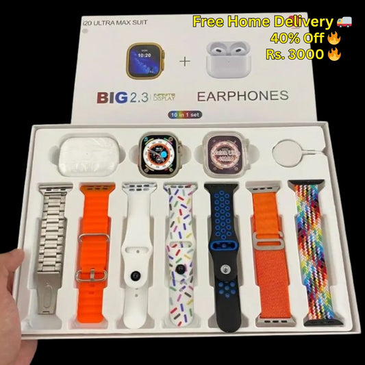 10 in 1 Ultra Watch + Earbuds Azaadi Watch