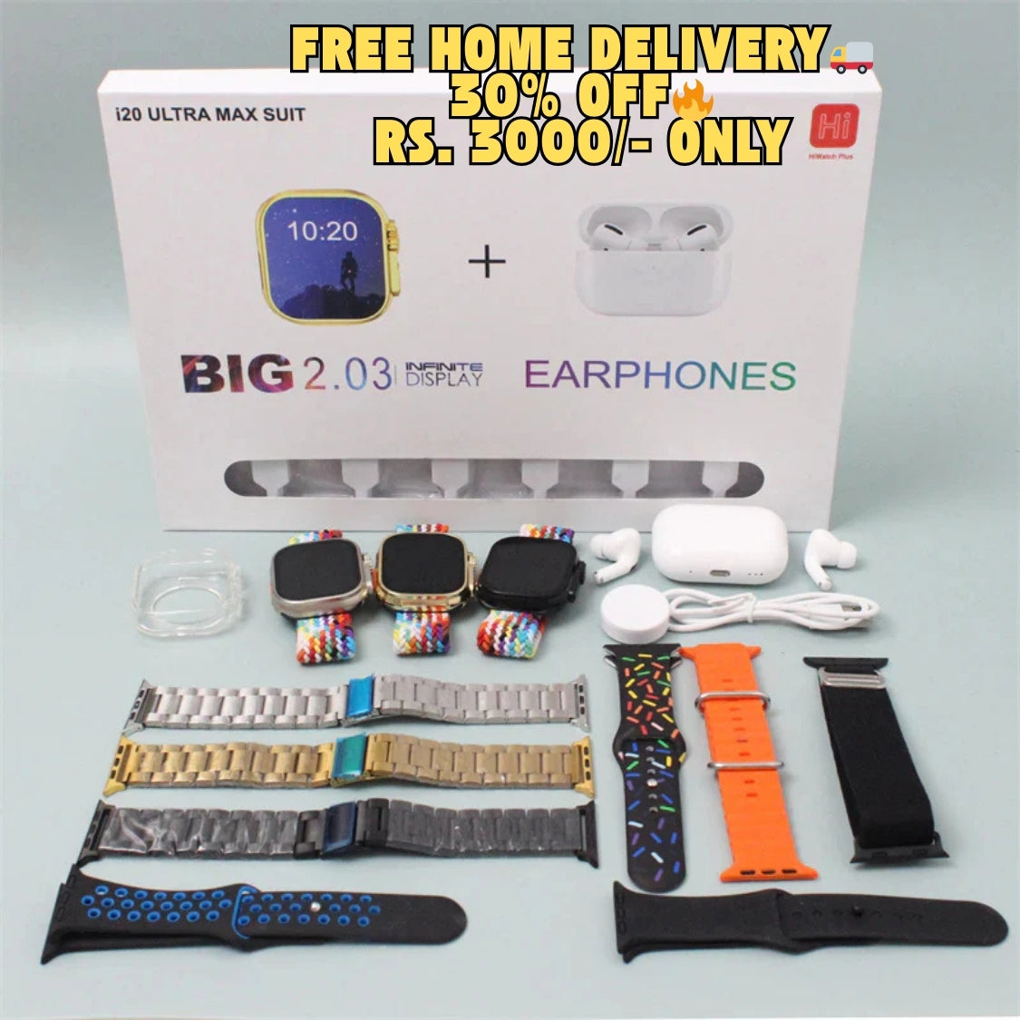 10 in 1 Ultra Watch + Earbuds Azaadi Watch