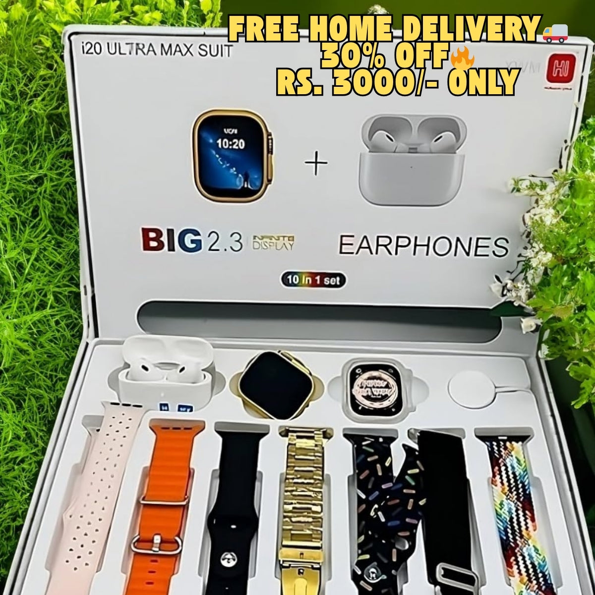 10 in 1 Ultra Watch + Earbuds Azaadi Watch