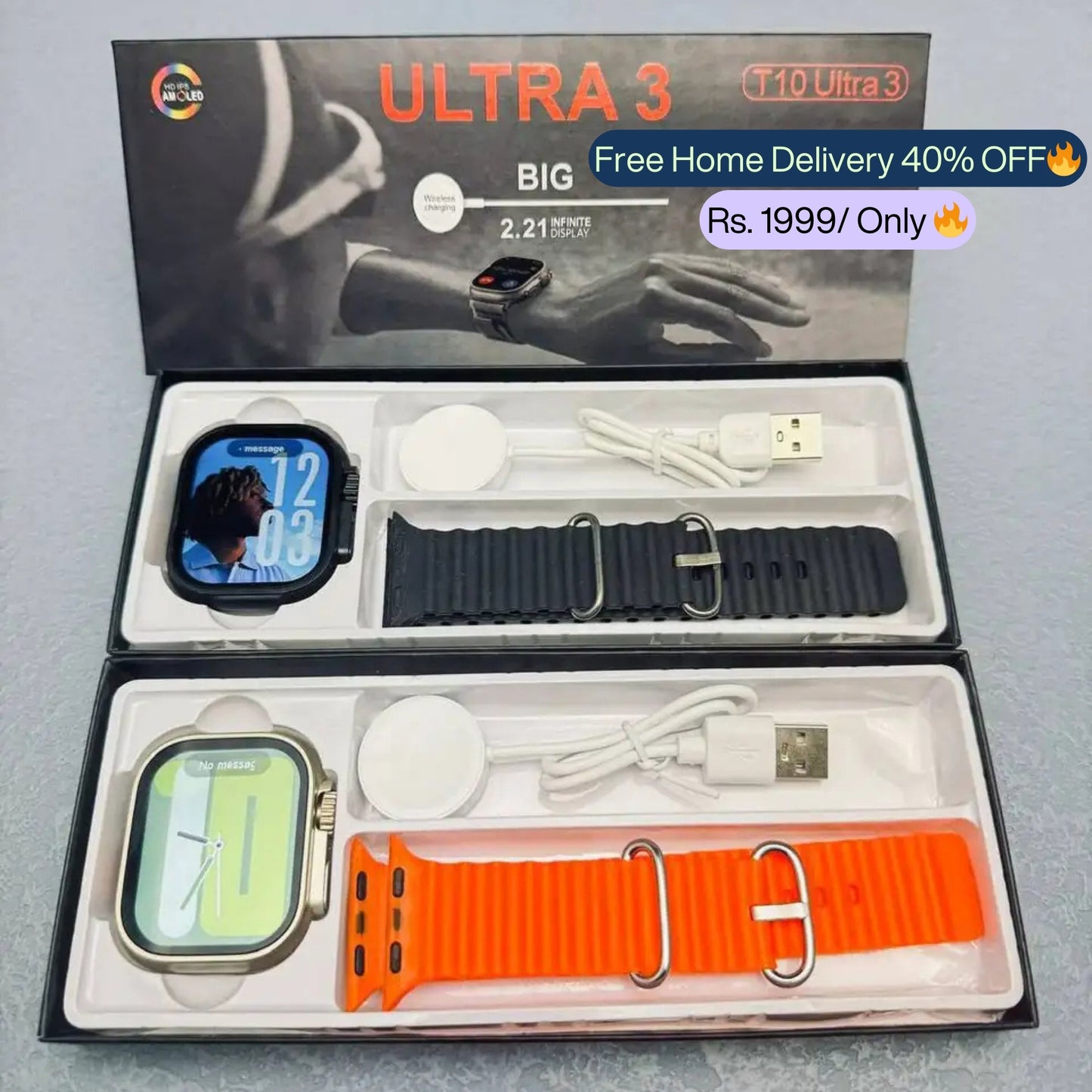 Ultra 3 Infinity Smart Watch T10 2025 Big Display 2.21"