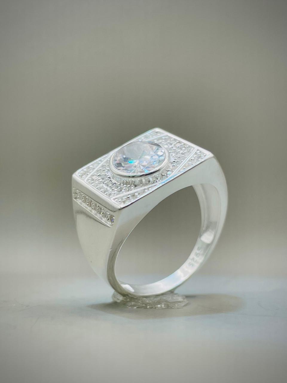 White Stone Pure Silver Ring (Chandi) - Article # 6001