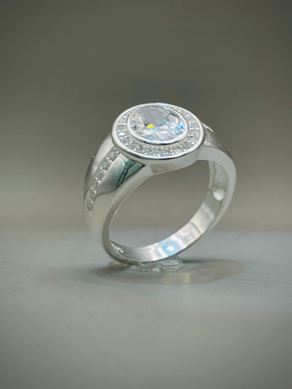 White Stone Pure Silver Ring (Chandi) - Article # 6002