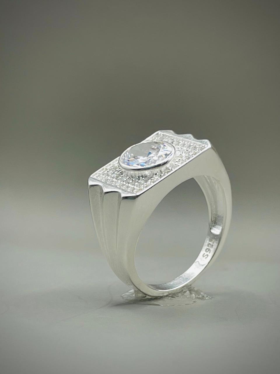 White Stone Pure Silver Ring (Chandi) - Article # 6003