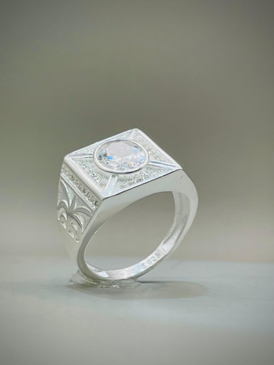 White Stone Pure Silver Ring (Chandi) - Article # 6004