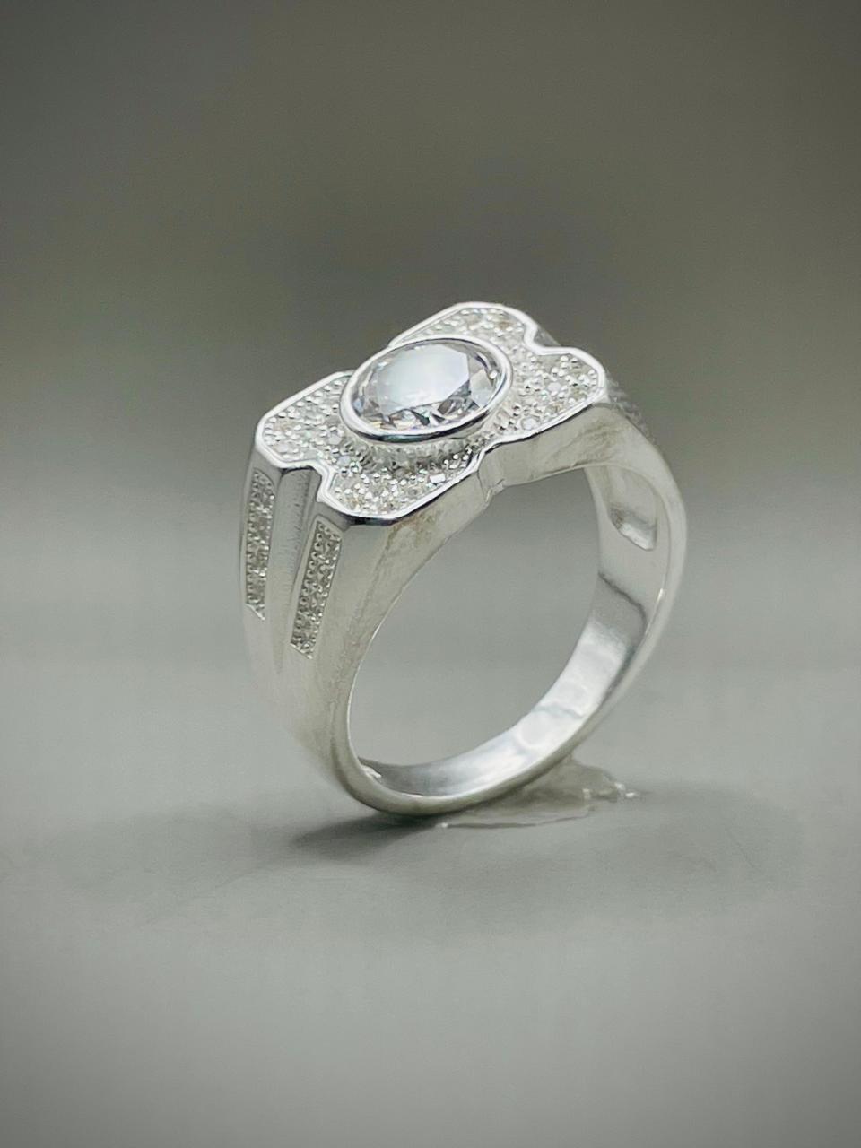 White Stone Pure Silver Ring (Chandi) - Article # 6005