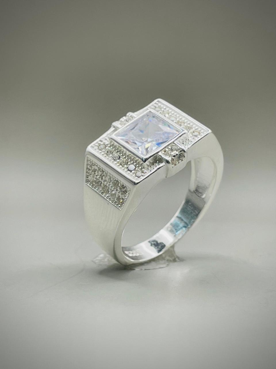 White Stone Pure Silver Ring (Chandi) - Article # 6006