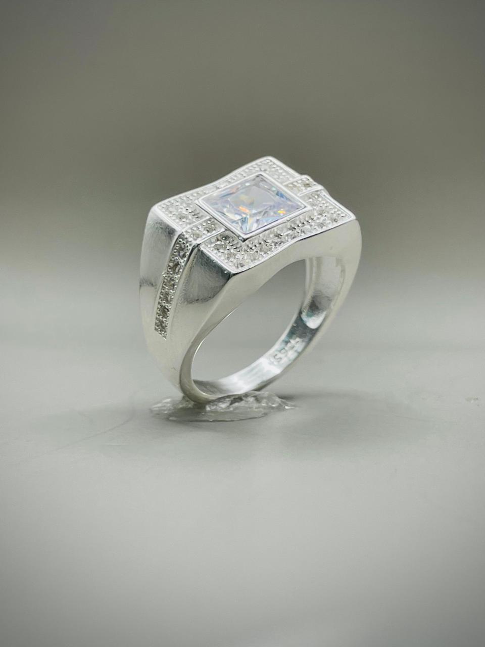 White Stone Pure Silver Ring (Chandi) - Article # 6008