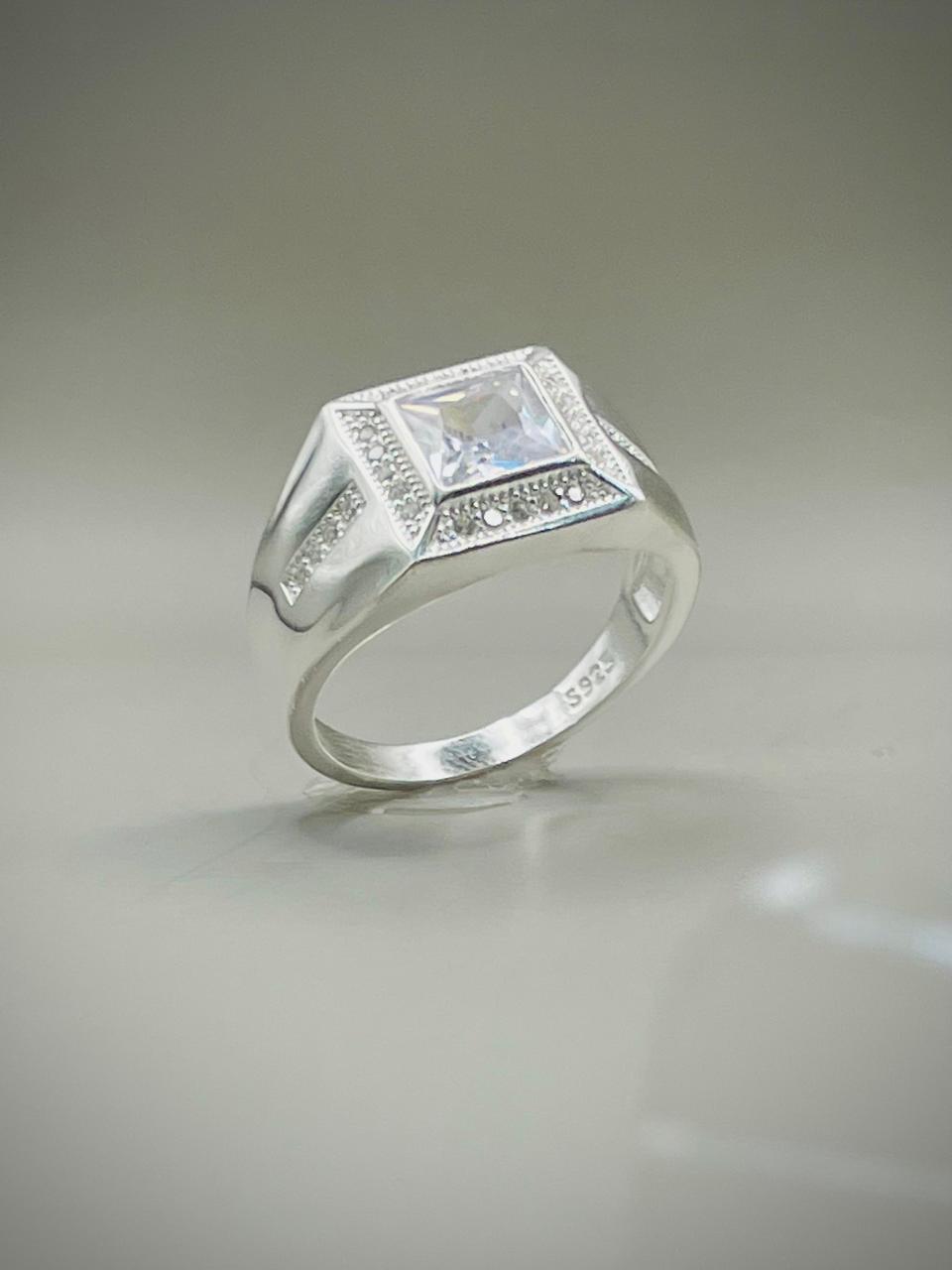 White Stone Pure Silver Ring (Chandi) - Article # 6009