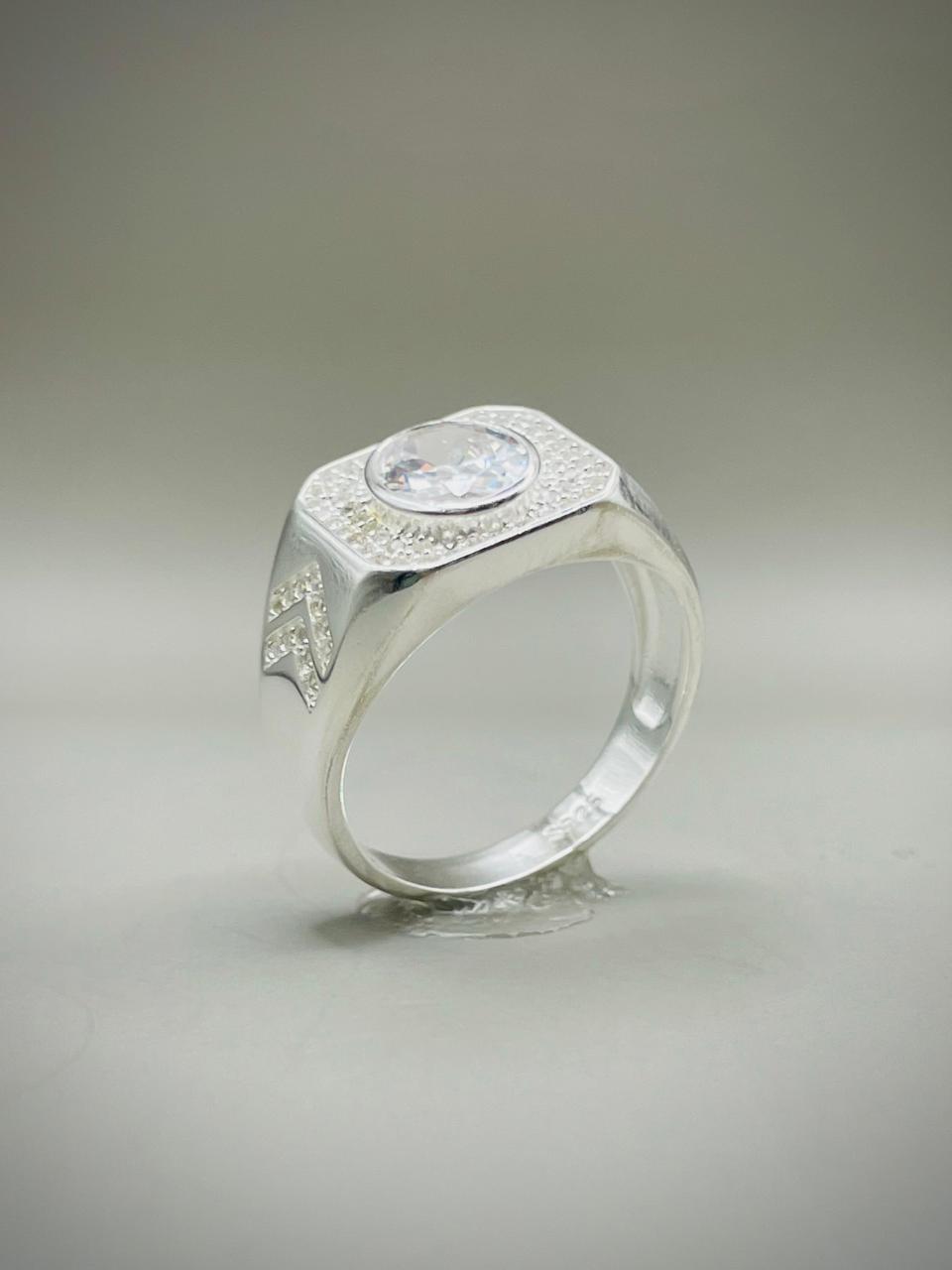 White Stone Pure Silver Ring (Chandi) - Article # 6010